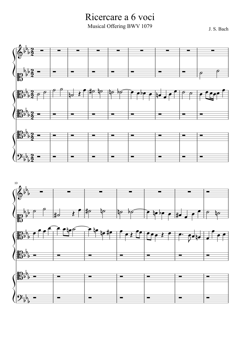 BWV 1079 Musical Offering Ricercare a 6 voci Sheet Music for Harp