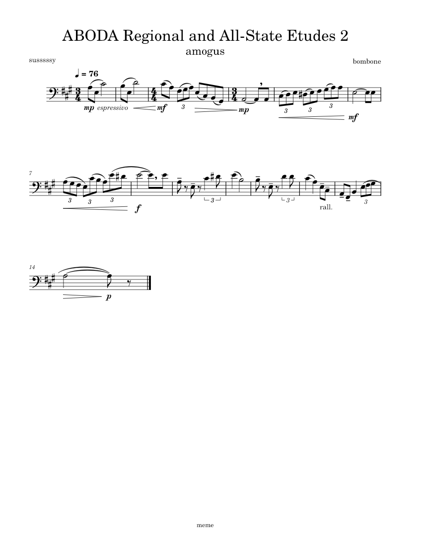 ABODA Regional and All-State Etudes 2 Sheet music for Trombone bass ...