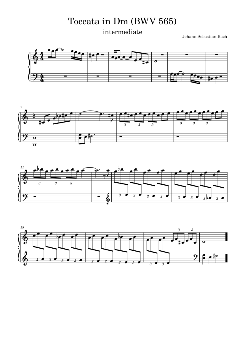 Toccata in Dm (BWV_565) - Johann Sebastian Bach Sheet music for Piano ...