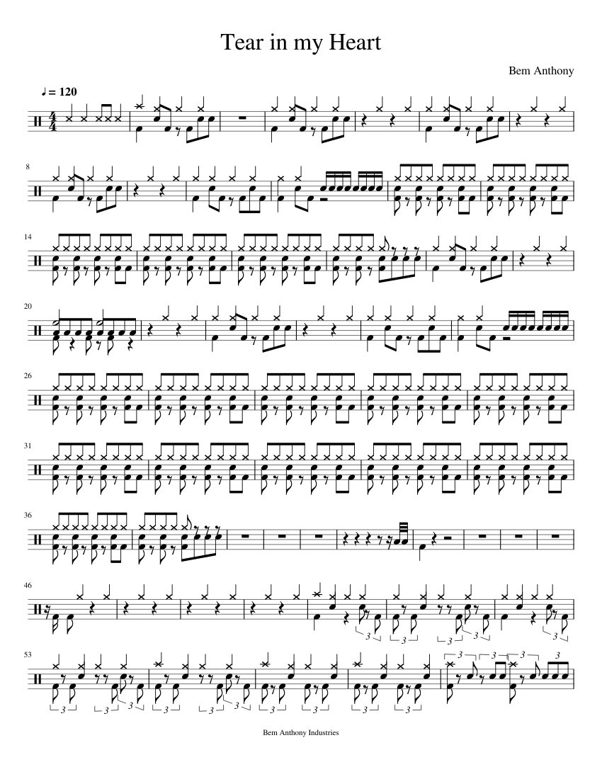 Tear in my Heart Sheet music for Drum group (Solo) | Musescore.com