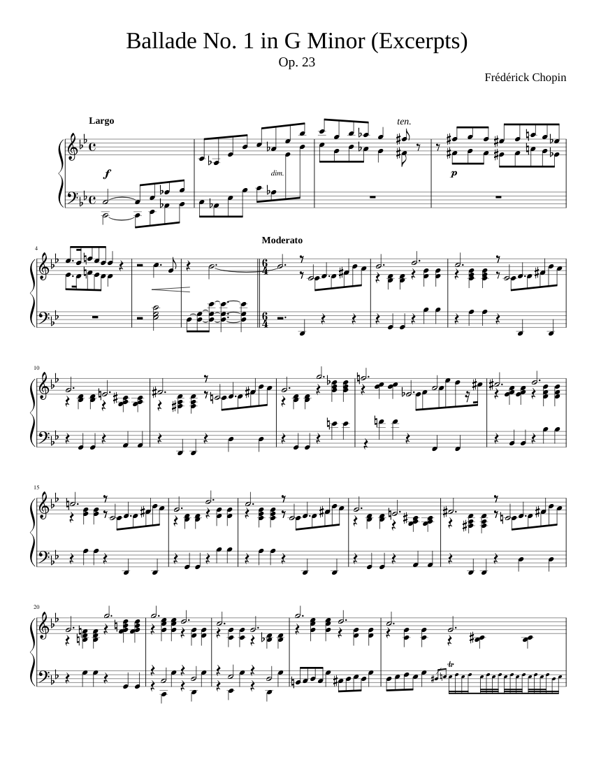 Chopin Ballade No. 1 Excerpts from the movie, "The Pianist" (Piano solo) Sheet  music for Piano (Solo) | Musescore.com