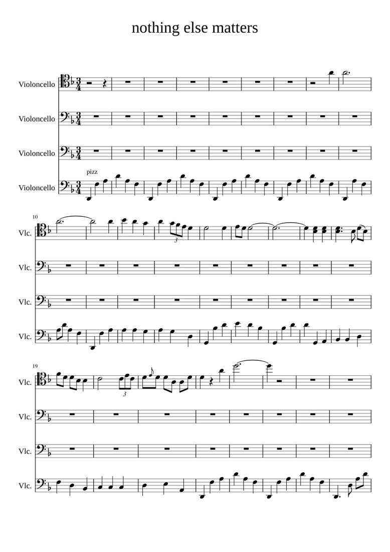 Apocalyptica - Nothing else matters Sheet music for Cello (Mixed Quartet) |  Musescore.com