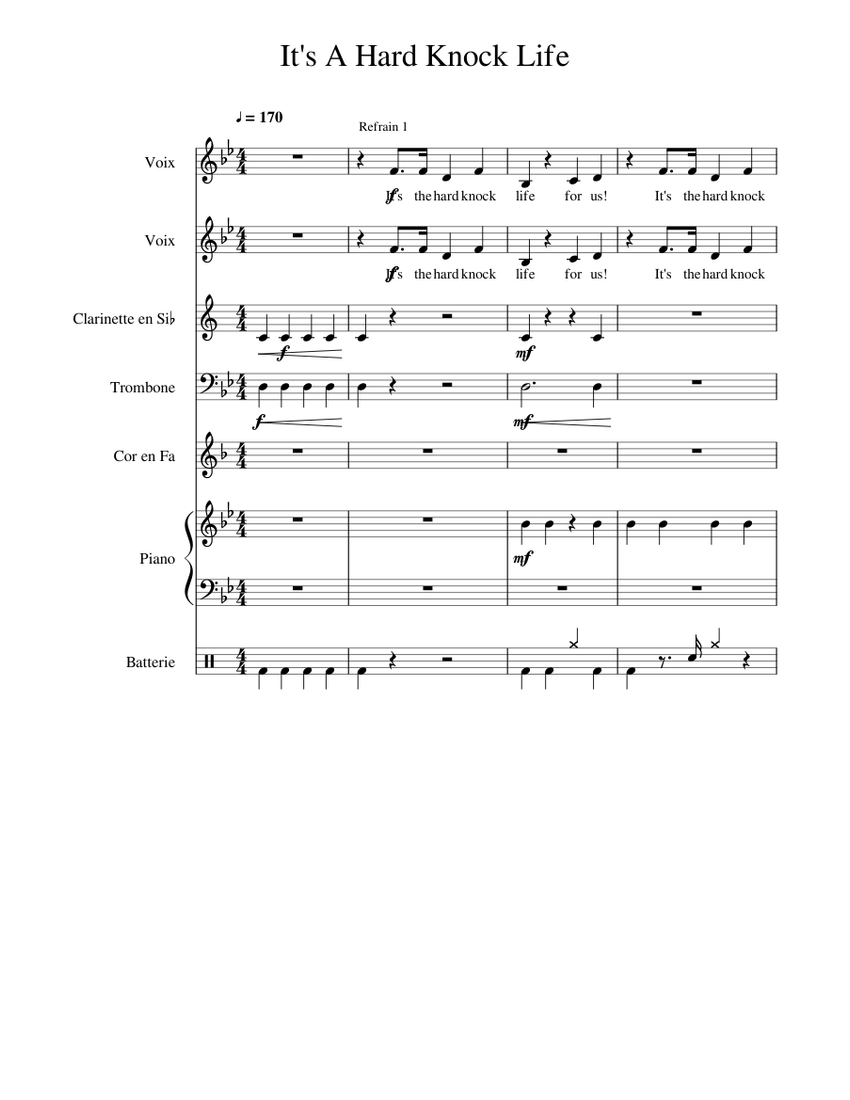 It's A Hard Knock Life (Annie) Sheet music for Piano, Trombone, Vocals ...