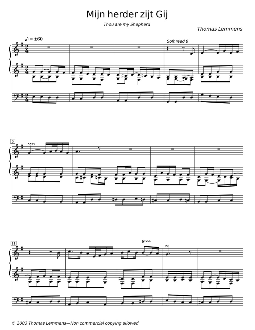 Mijn herder zijt Gij - Thomas Lemmens Sheet music for Organ (Mixed Duet ...