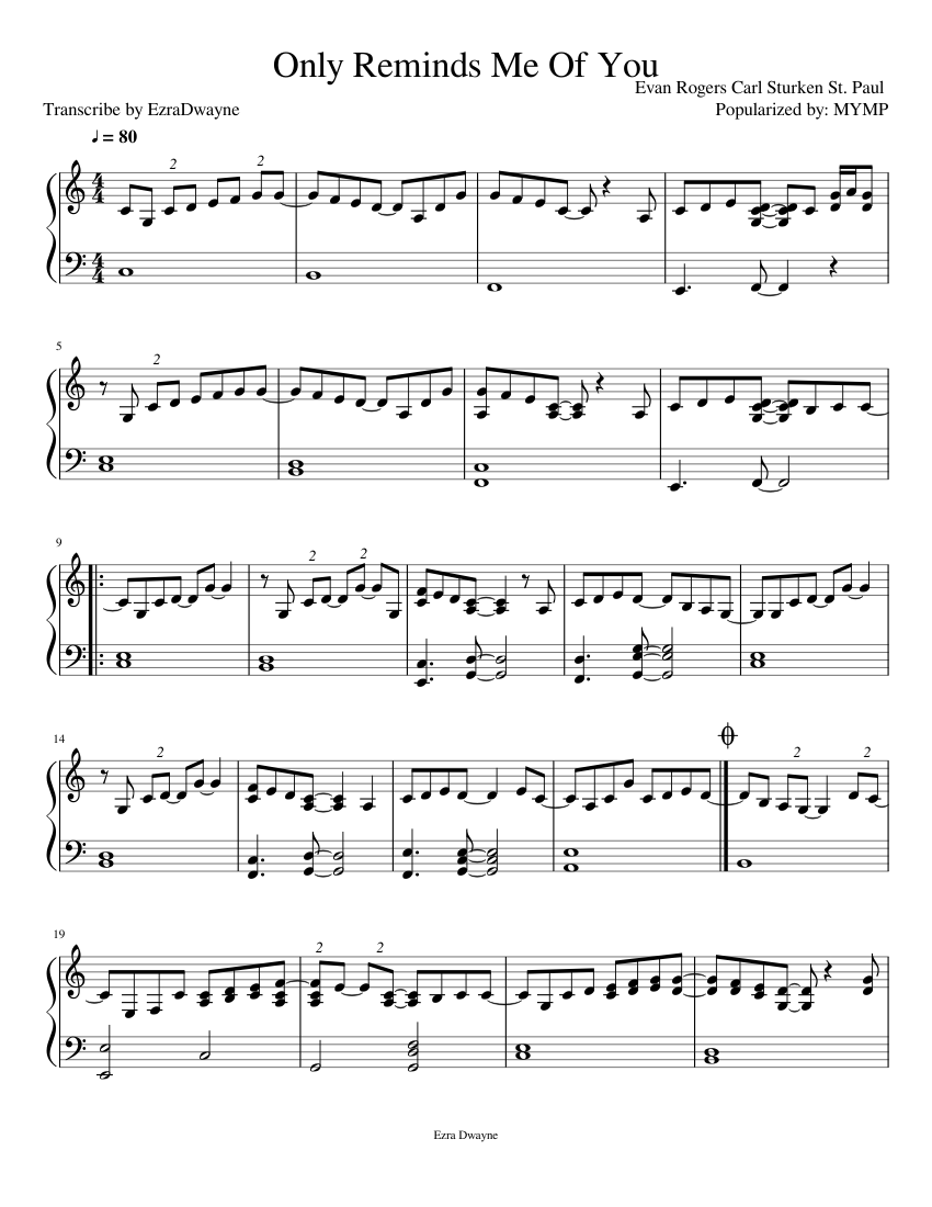 Only Reminds Me Of You Sheet music for Piano (Solo) | Musescore.com