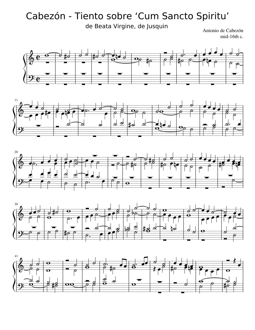 Tiento sobre Cum Sancto Spiritu de Beata Virgine de Jusquin