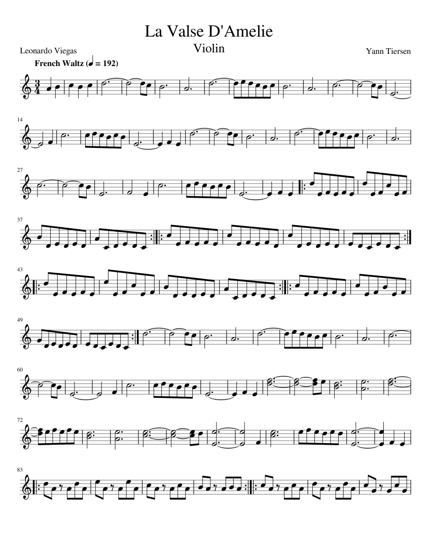 La Valse D Amelie Sheet Music For Violin Solo Musescore Com Enjoy an unrivalled sheet music experience for ipad—sheet music viewer, score library and music store all in one app. la valse d amelie sheet music for