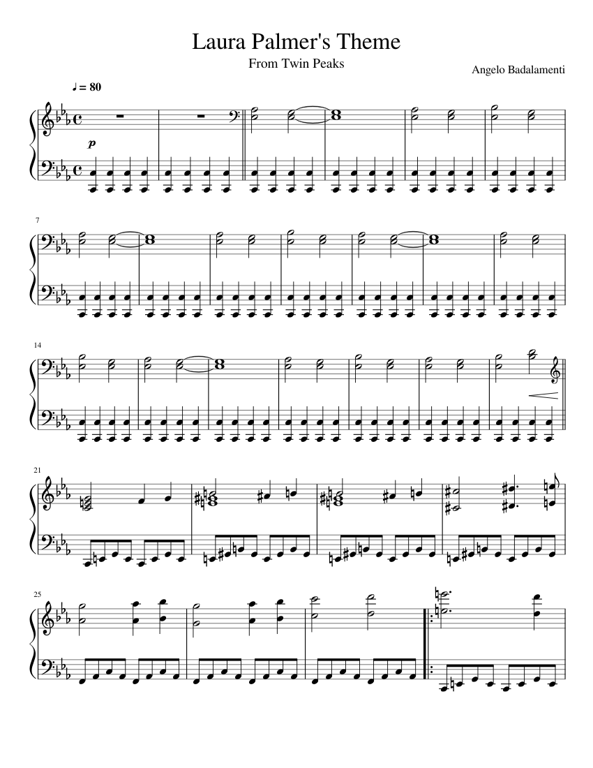Laura Palmer's Theme Sheet music for Piano (Solo) Easy | Musescore.com