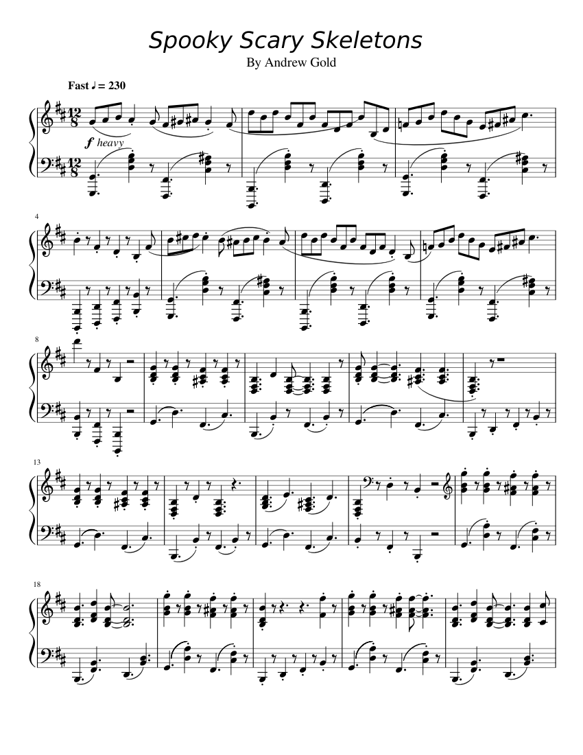 Download and print in PDF or MIDI free sheet music for Spooky Scary Skeleto...