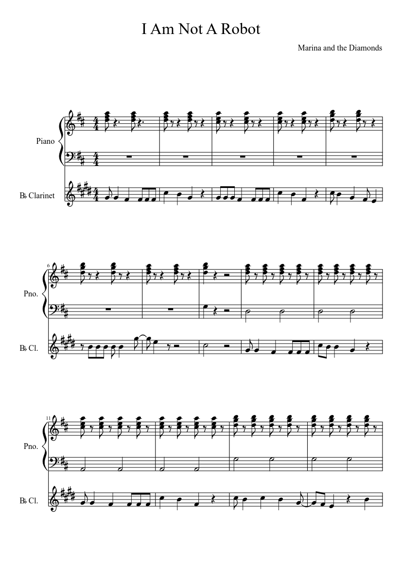 I Am Not A Robot Sheet music for Piano, Clarinet other (Solo) |  Musescore.com
