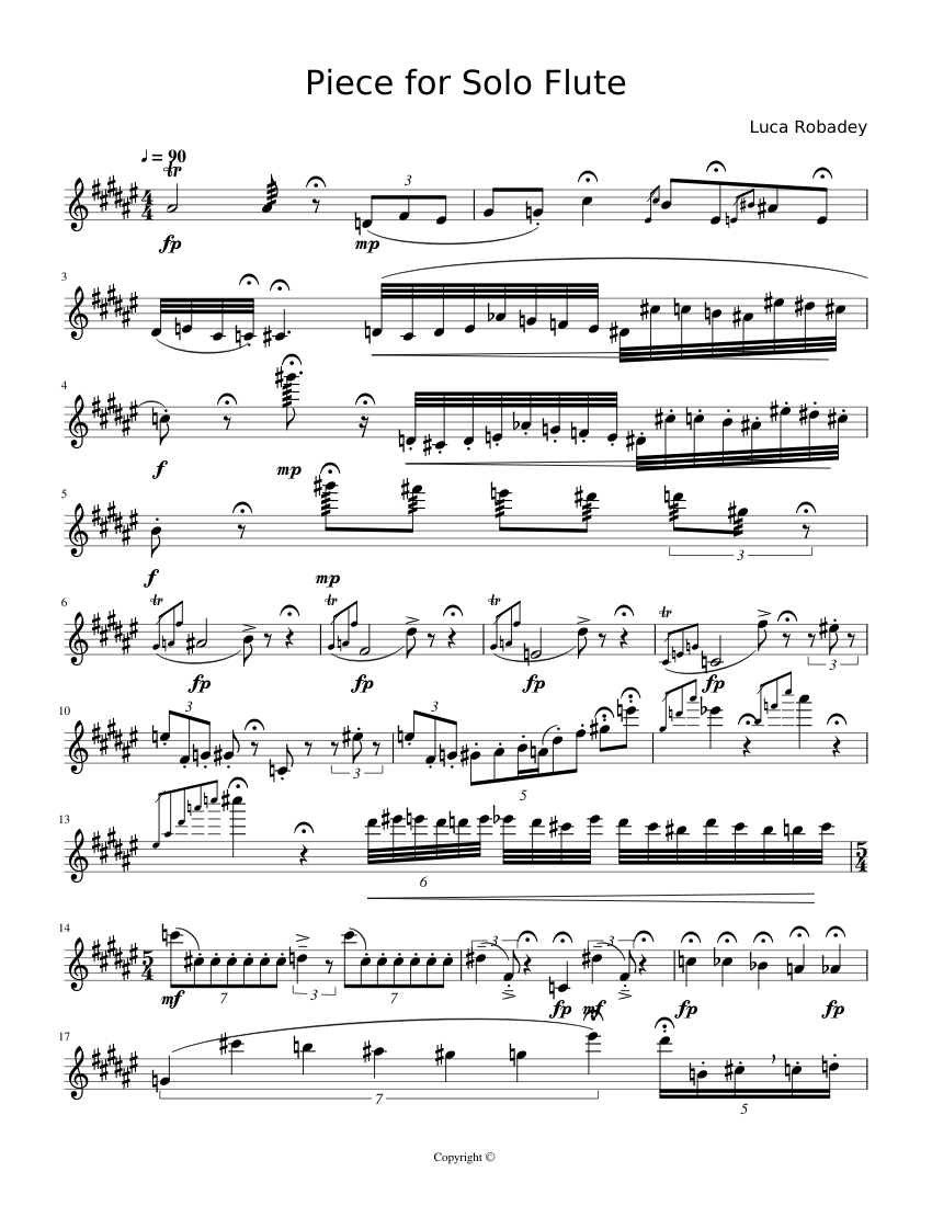 Piece for Solo Flute Sheet music for Flute (Solo) | Download and print in  PDF or MIDI free sheet music | Musescore.com