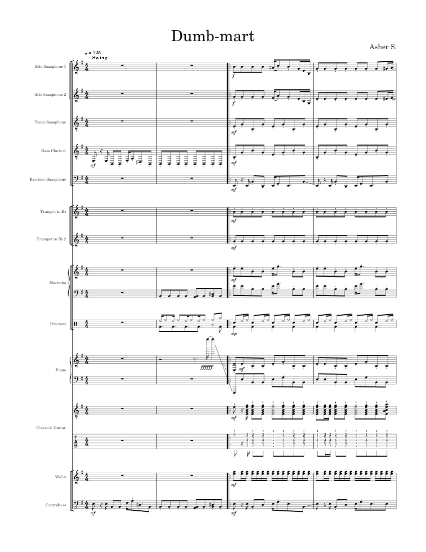 Dumbmart theme (don't ask about the name) Sheet Music and Tab for Piano ...