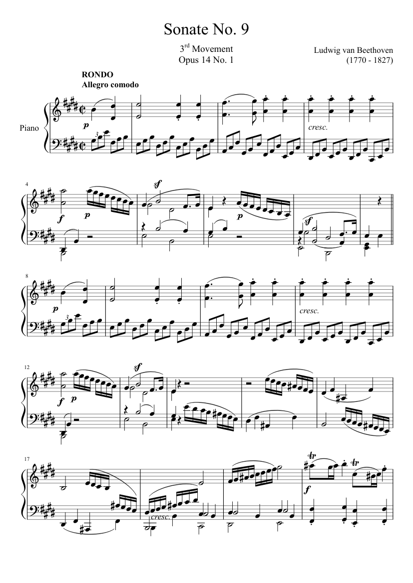 ソナタ第9番、第3楽章 楽譜 ピアノ (ソロ) | MuseScore.com