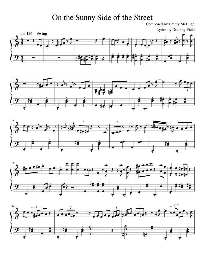 jimmy mchugh dorothy fields - on the sunny side of the street