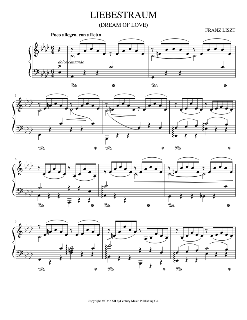 Liebestraüm No. 3 in A♭ Major (Dream of Love) Sheet music for Piano (Solo)  | Musescore.com