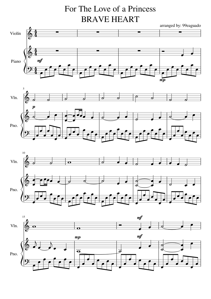 Braveheart Sheet music for Piano, Violin (Solo) | Musescore.com