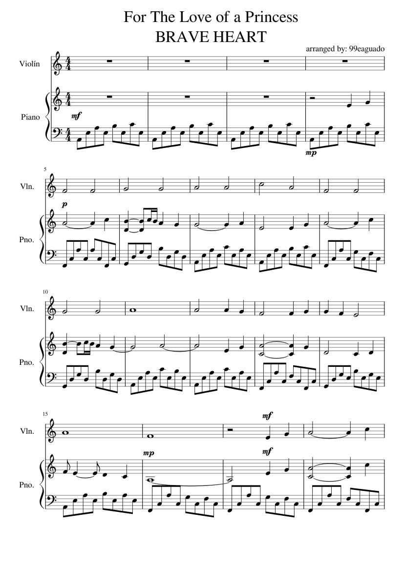 Braveheart Sheet music for Piano, Violin (Solo)