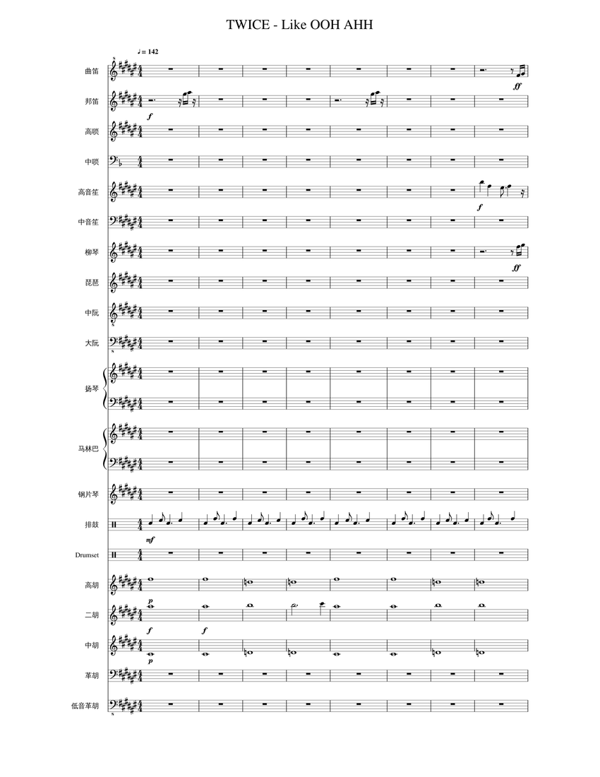 Twice Like Ooh Ahh Sheet Music For Trombone Flute Drum Group Strings Group More Instruments Mixed Ensemble Musescore Com