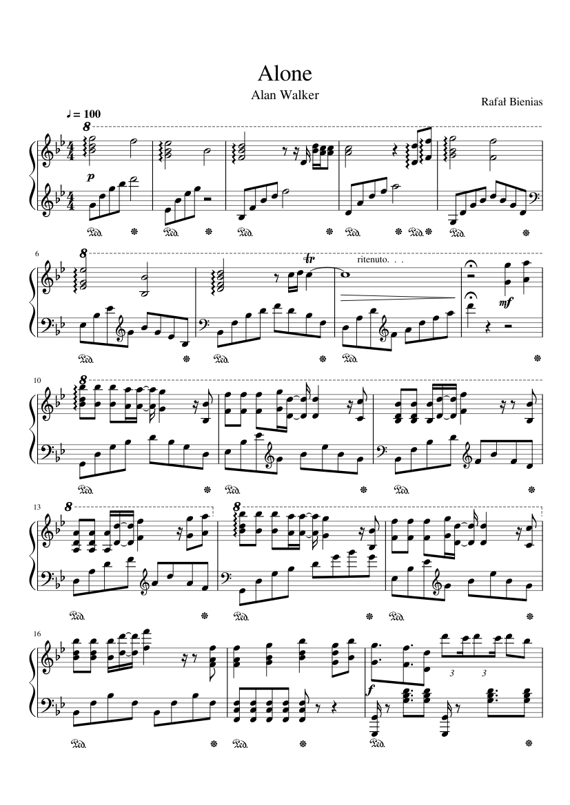 Alan Walker - Alone Piano Sheet music for Piano (Solo) | Musescore.com