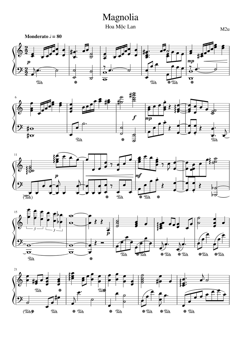 Deemo-Magnolia Sheet music for Piano (Solo) | Musescore.com