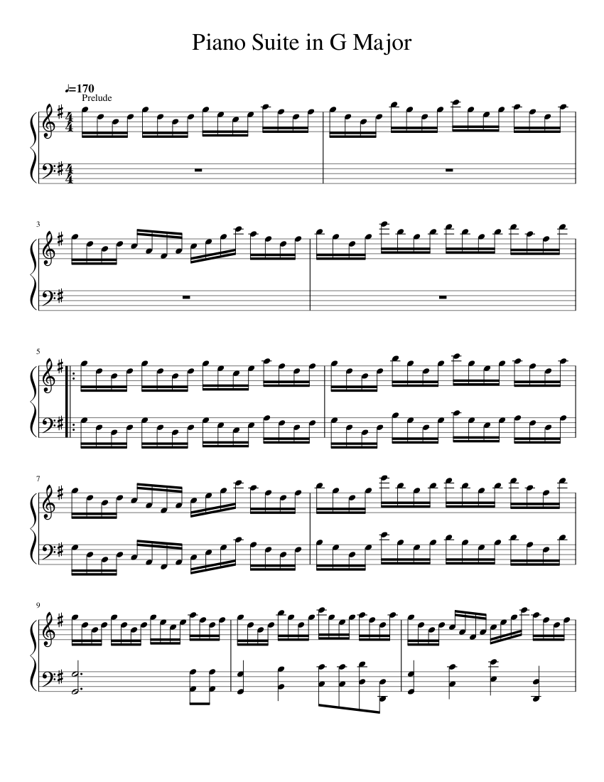 Piano Suite in G Major Sheet music for Piano (Solo) | Musescore.com