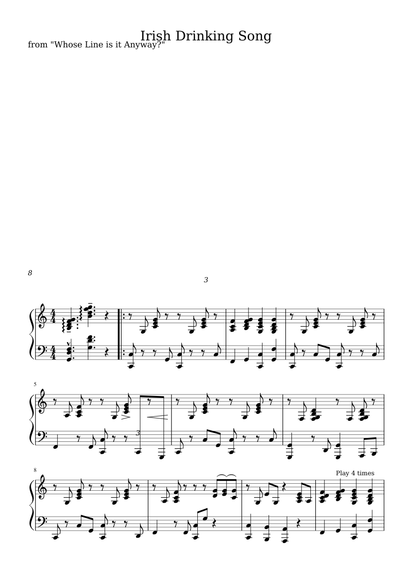 Irish Drinking Song Piano Part from "Whose Line Is It Anyway?" Sheet music  for Piano (Solo) | Musescore.com