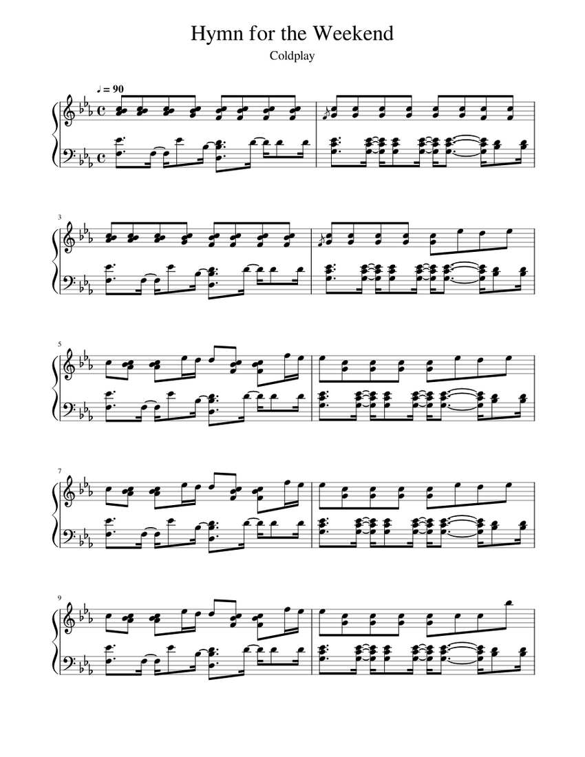 Hymn for the Weekend Solo Piano Sheet music for Piano (Solo) | Musescore.com
