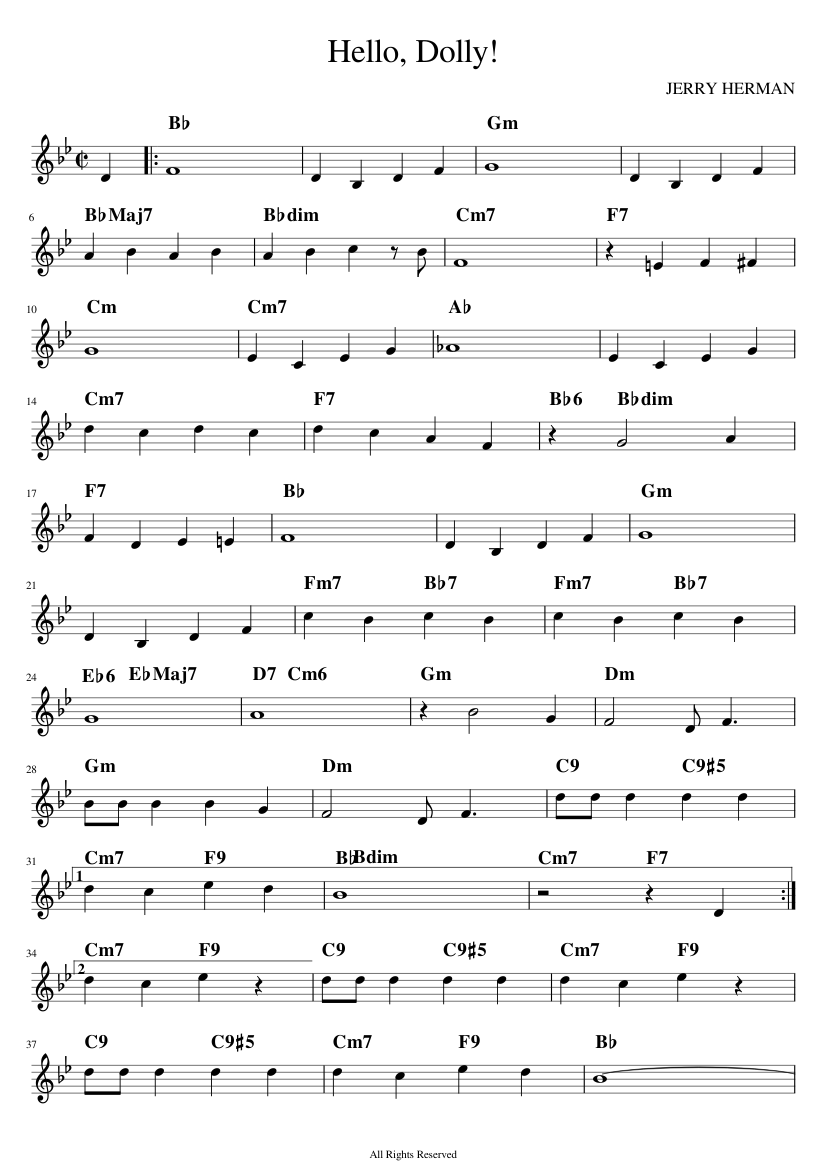 Hello Dolly Musical Script Hello, Dolly! Sheet Music with Chords for Piano (Solo) | MuseScore.com