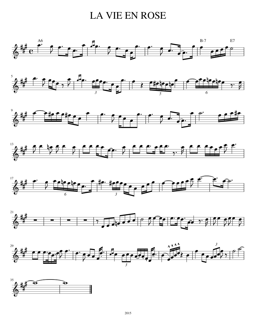 la_vie_en_rose Sheet music for Saxophone alto (Solo)
