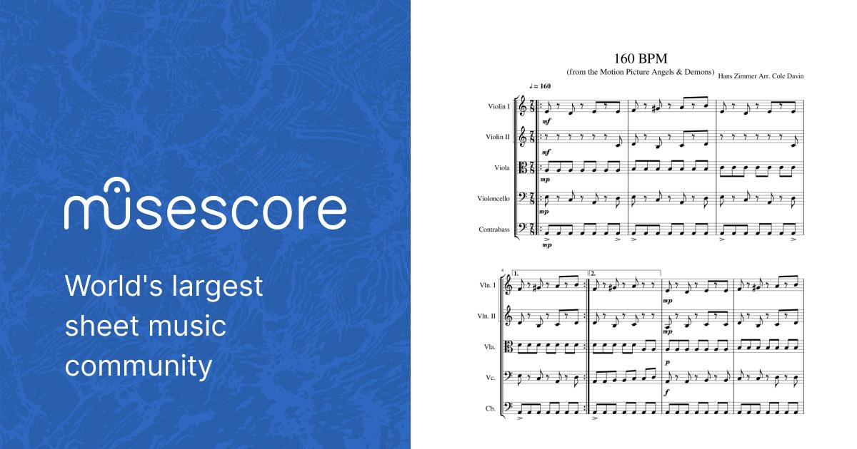 160 BPM (from the Motion Picture Angels & Demons) Sheet music for  Contrabass, Violin, Viola, Cello (Solo) | Musescore.com