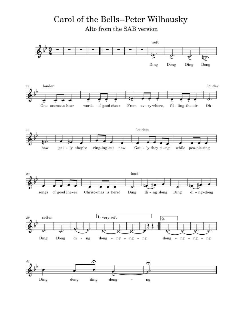 Carol of the bells – Peter Wilhousky Sheet music for Piano (Choral ...