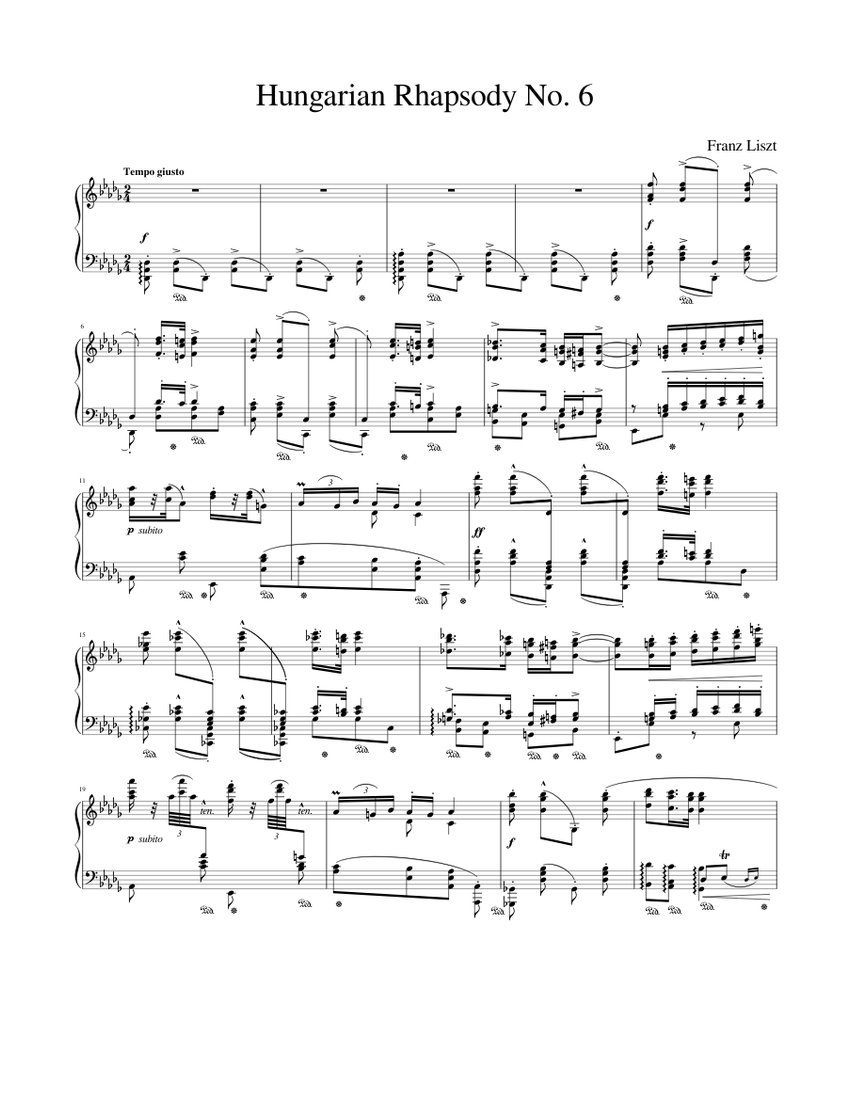 Liszt - Hungarian Rhapsody No. 6 - piano tutorial