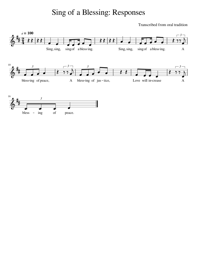 Sing of a Blessing: Responses