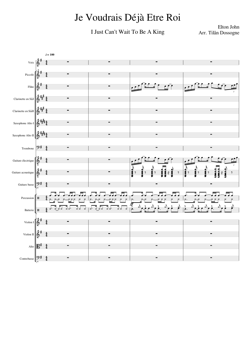 I Just Can't Wait To Be a King Sheet music for Violin, Trombone, Flute,  Drum Group & more instruments (Mixed Ensemble) | Musescore.com