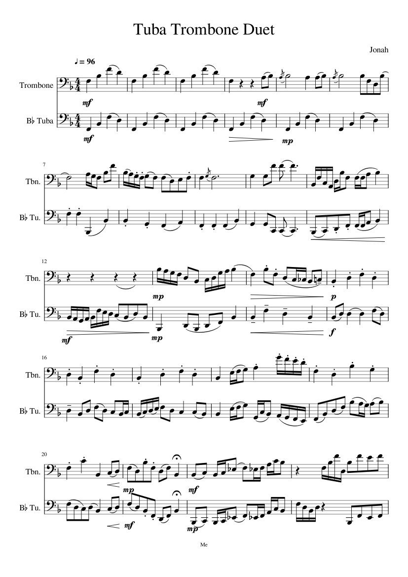 Tuba Trombone Duet 2 Sheet music for Trombone, Tuba (Brass Duet) |  Musescore.com