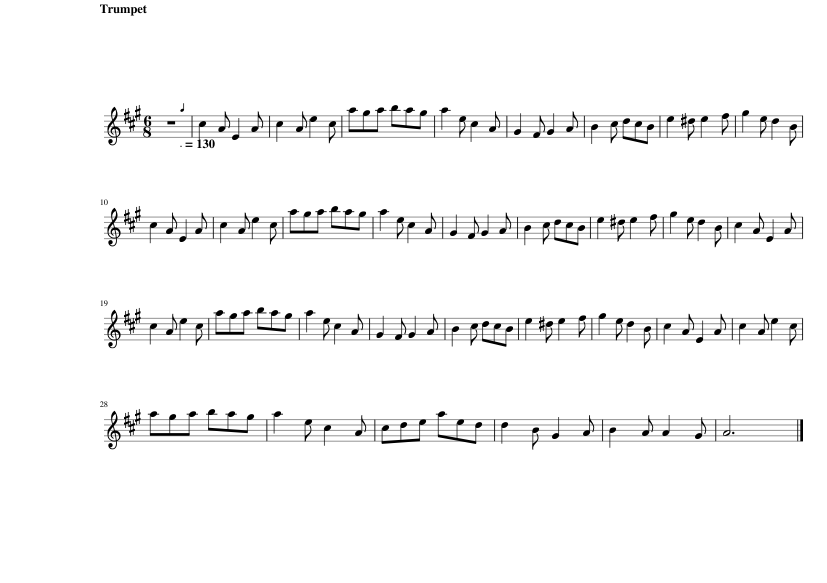 free sheet music for 4346086 Krusty Krab Spongebob Theme Trumpet arranged b...