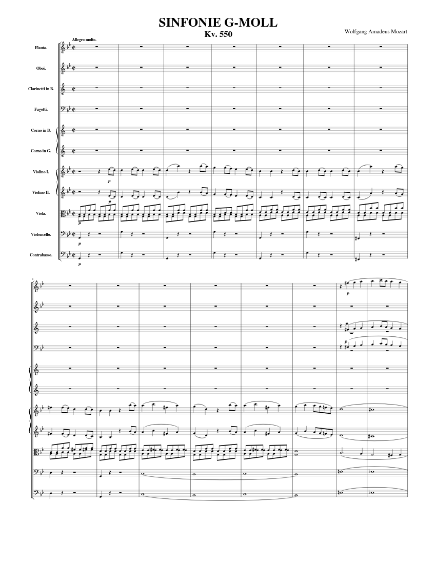 Mozart: Symphony No. 40 in G Minor, K. 550: I. "Molto Allegro" Sheet music  for Flute, Oboe, Clarinet in b-flat, Bassoon & more instruments (Symphony  Orchestra) | Musescore.com