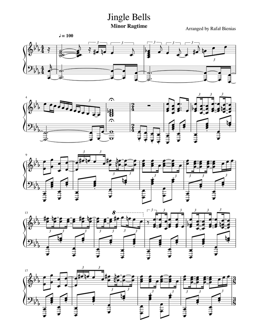 Free Jingle Bells sheet music for piano solo - High-Quality (PDF)