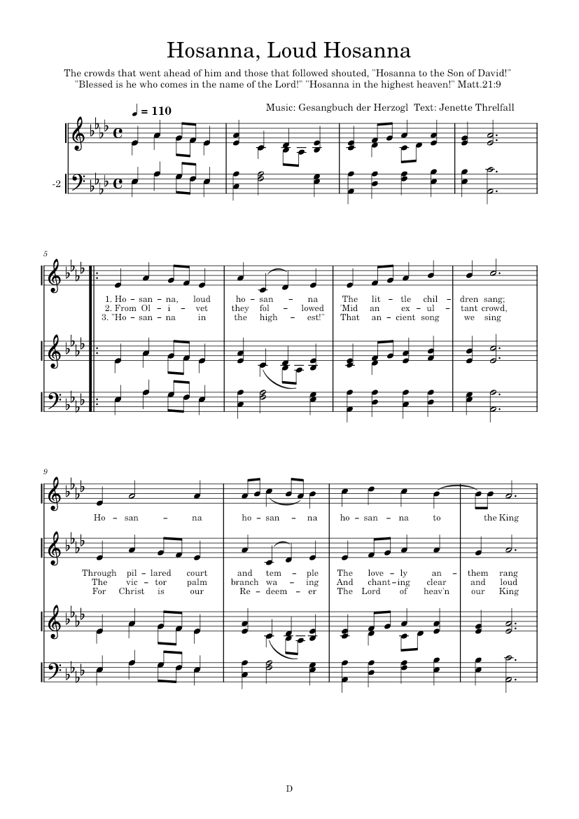 Hosanna, Loud Hosanna Sheet music for Piano (Mixed Quartet) | Musescore.com