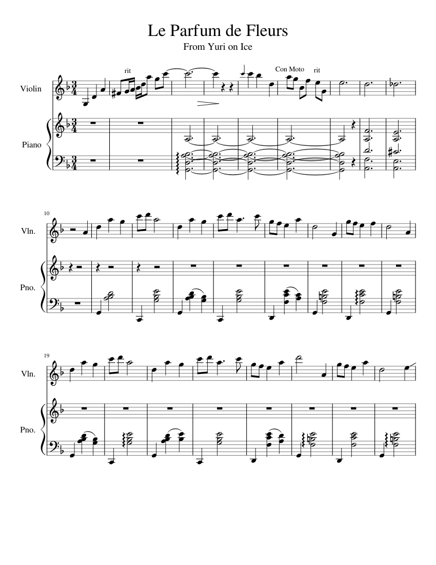 Le Parfum de Fleurs Sheet music for Piano, Violin (Solo) | Musescore.com