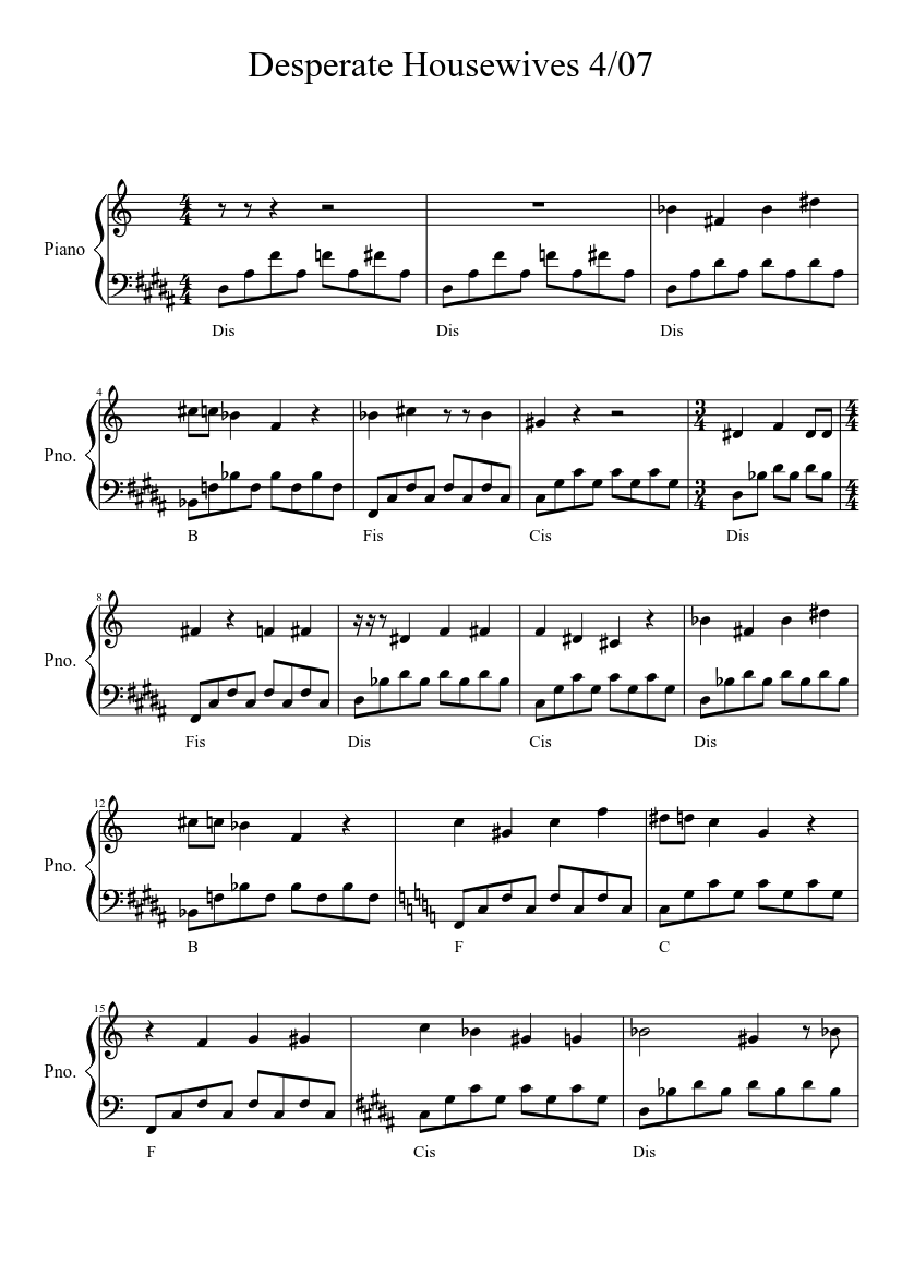 Desperate Housewives 4x07 Sheet music for Piano (Solo) | Musescore.com