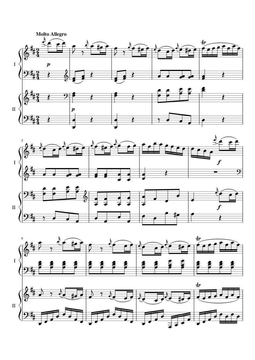 Sonata for 2 Pianos in D major, K.448/375a - Wolfgang Amadeus Mozart Sheet  music for Piano (Piano Duo) | Musescore.com