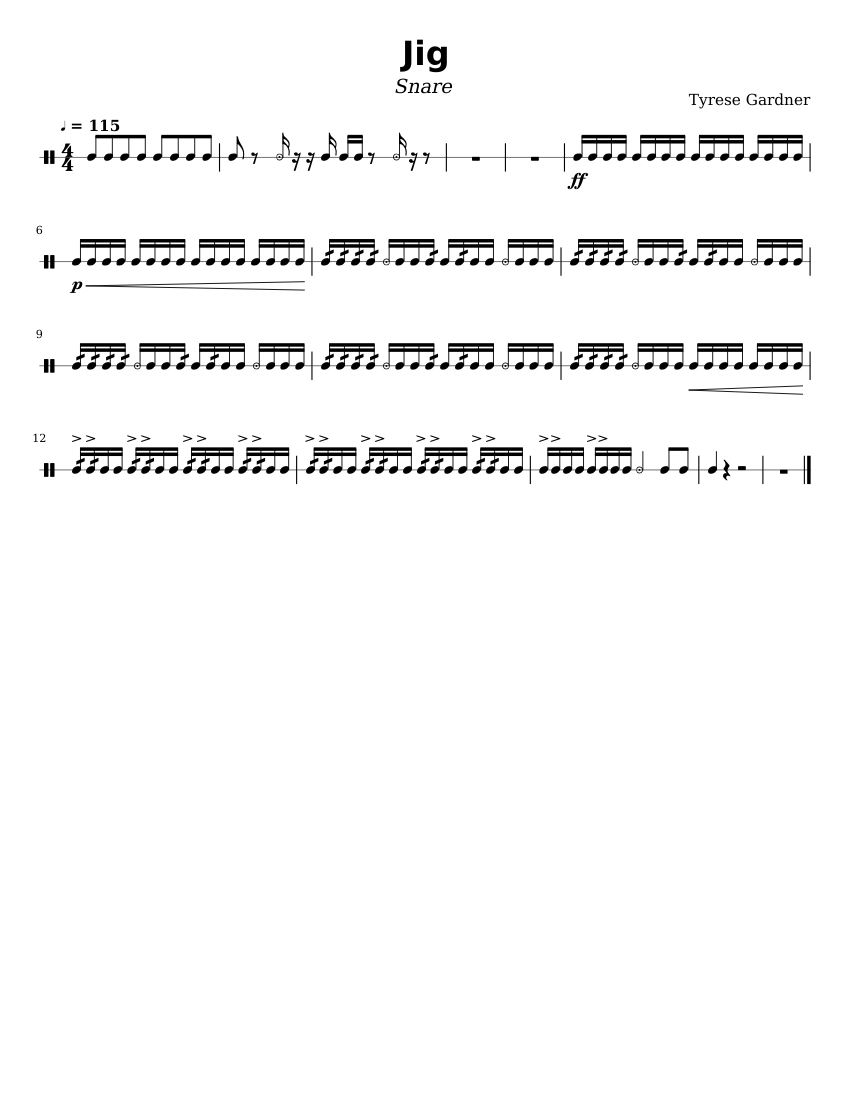Jig Notes Jig Sheet music for Snare drum (Solo) | Musescore.com