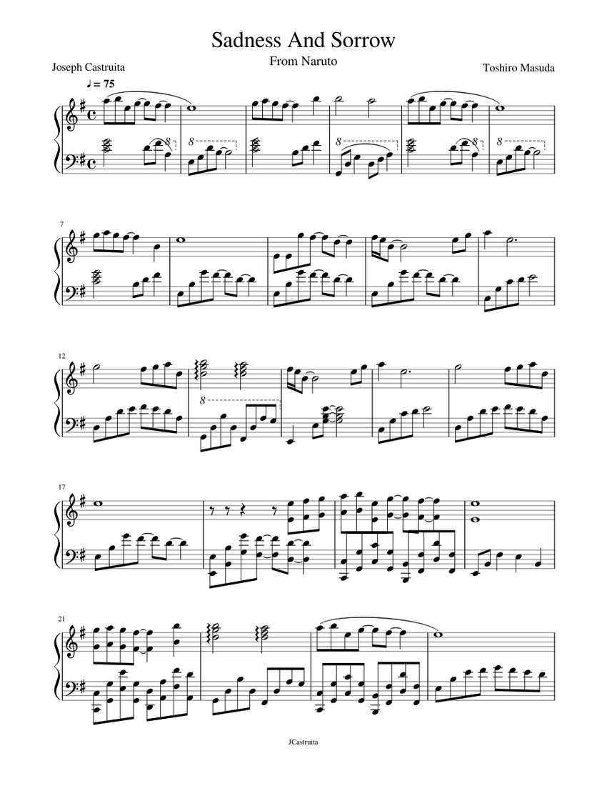 Sadness And Sorrow Sheet music for Piano (Solo) | Musescore.com