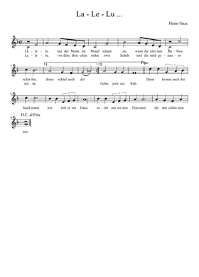 La - Le - Lu by Heino Gaze free sheet music | Download PDF or print on  Musescore.com