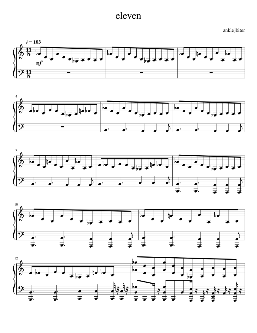 eleven Sheet music for Piano (Solo) | Musescore.com