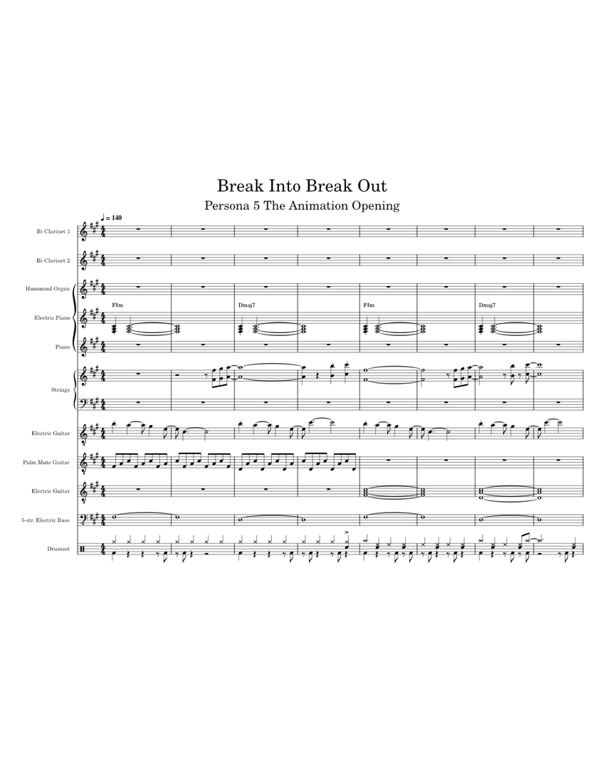 Break In To Break Out From Persona 5 The Animation Sheet Music For Piano Organ Clarinet In B Flat Guitar More Instruments Mixed Ensemble Musescore Com