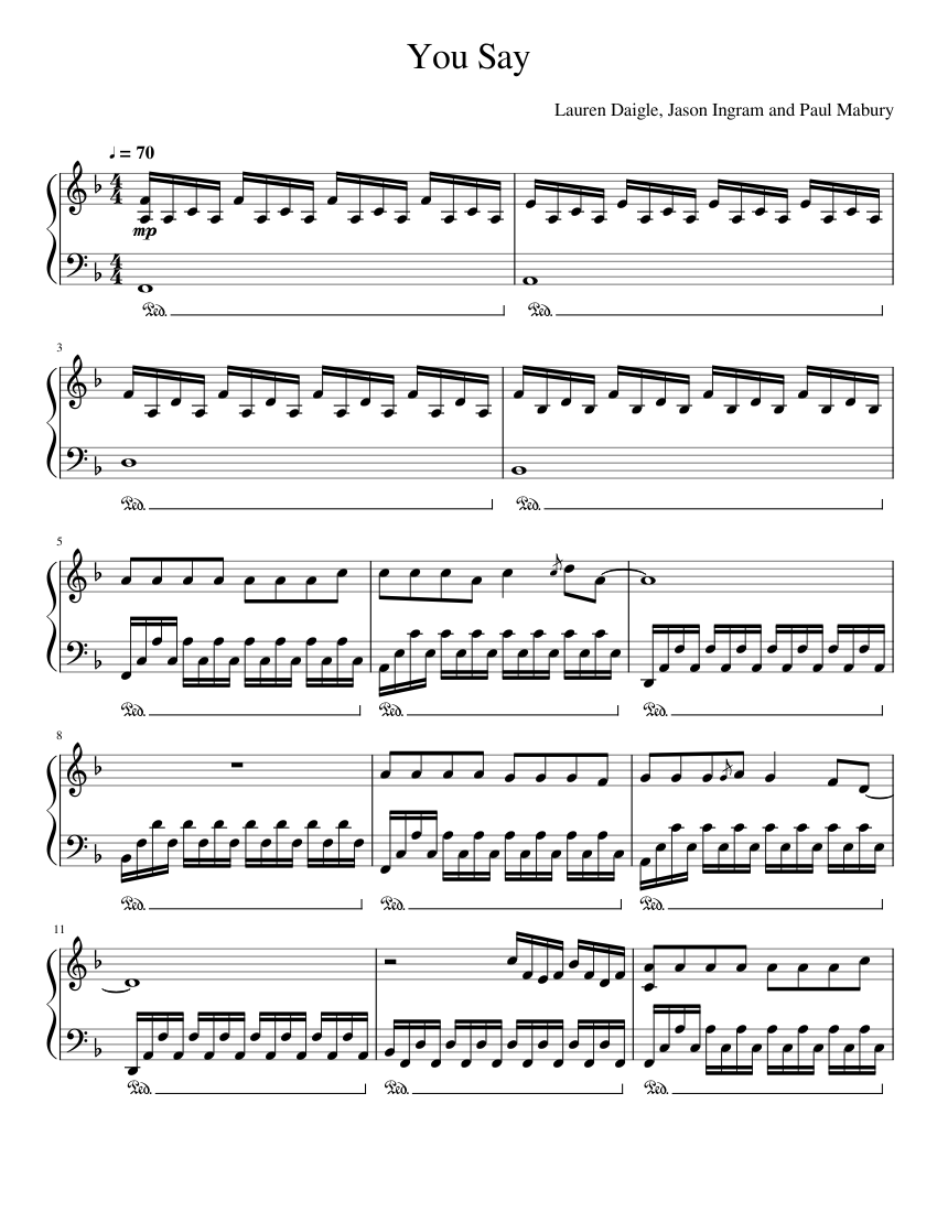 You Say Sheet music for Piano (Solo) | Musescore.com