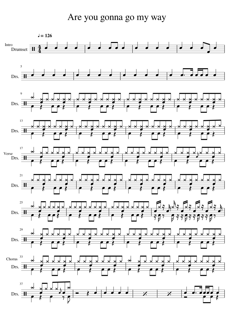 Are you gonna go my way - Lenny Kravitz Sheet music for Vocals, Guitar,  Bass guitar, Drum group (Mixed Ensemble) | Musescore.com