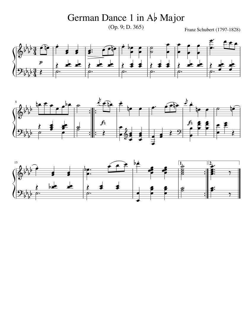 Franz Schubert - German Dance 1 in Aâ Major